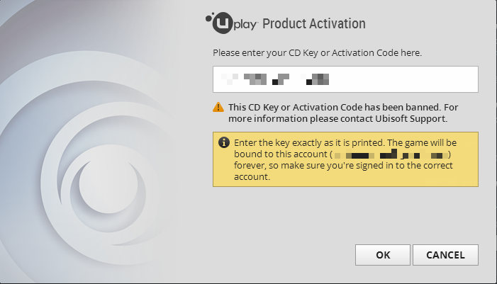 Has code. Ключи Ubisoft. Ubisoft бан. Uplay ключ активации лицензионный. Ubisoft Key activation.